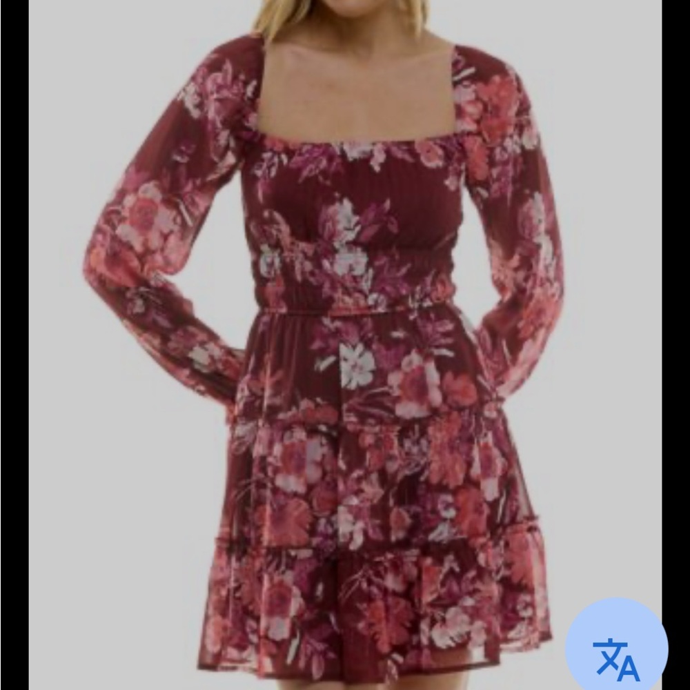 NWOT Trixxi Red Fit and Flare Dress with Bishop Sleeves
